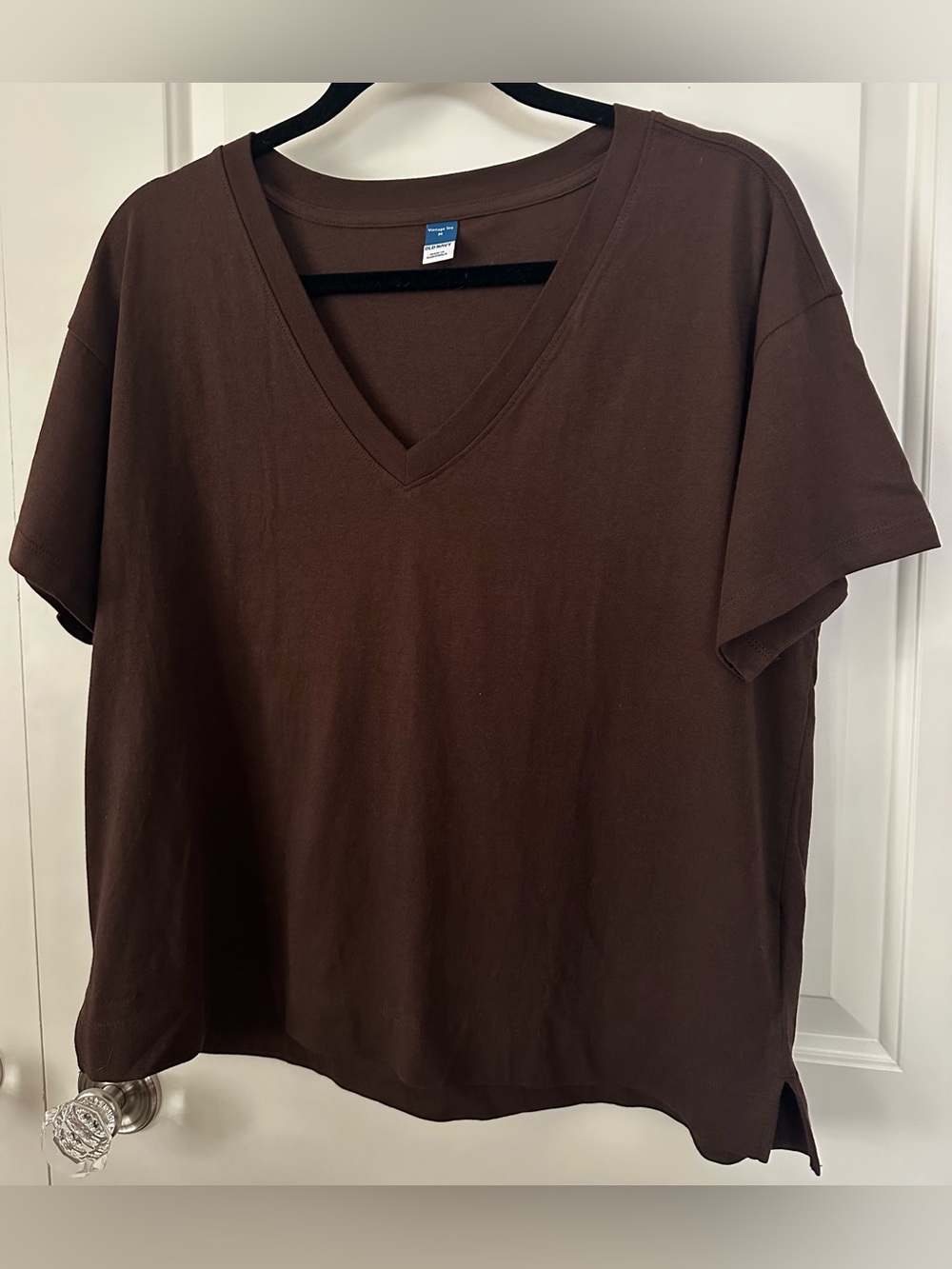 Old Navy Vintage Tee Brown V-Neck Short Sleeve Top Womens Medium NWOT